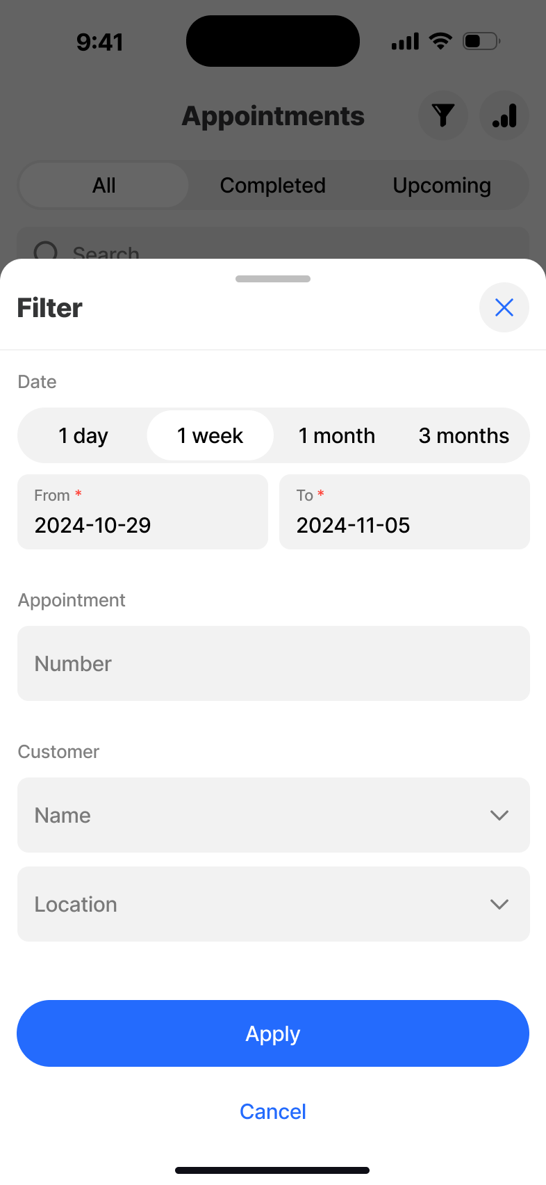 Appointments - upcoming