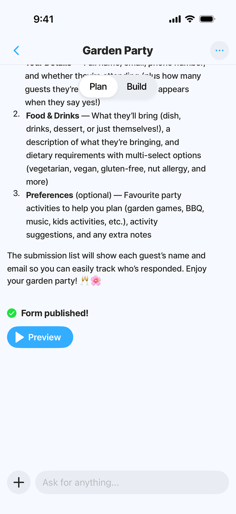 Jigx Forms - finished form with all fields configured