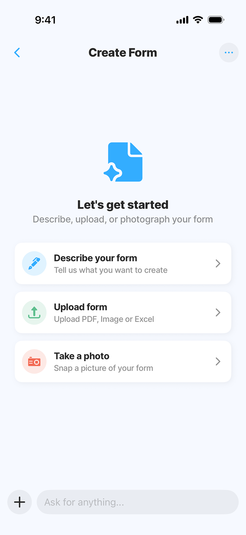 Jigx Forms - AI Builder with the generated form ready for tuning