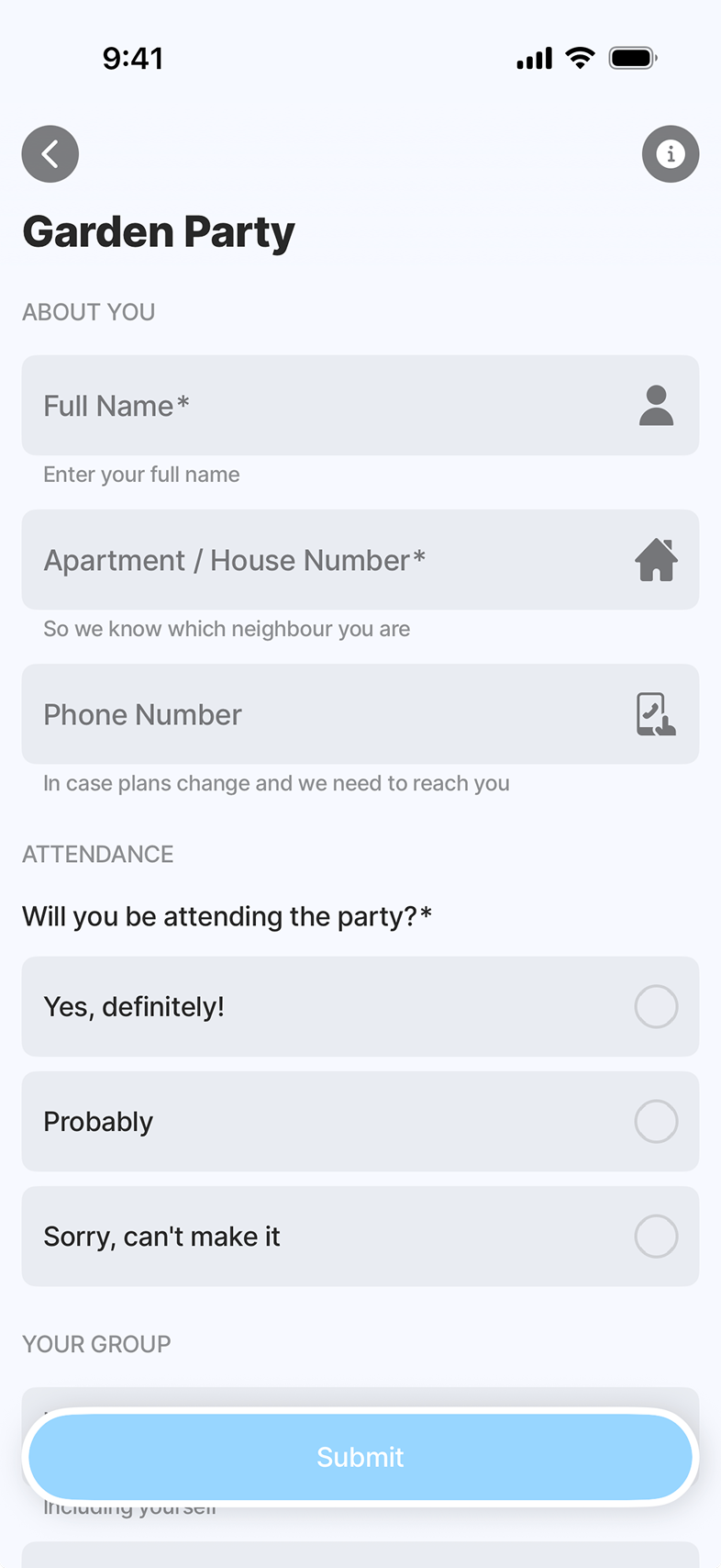 Jigx Forms - form preview in the recipient's empty state