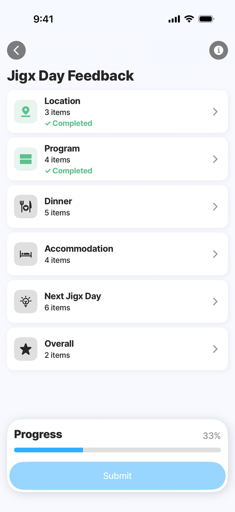 Jigx Forms - form preview mid-fill with input completed
