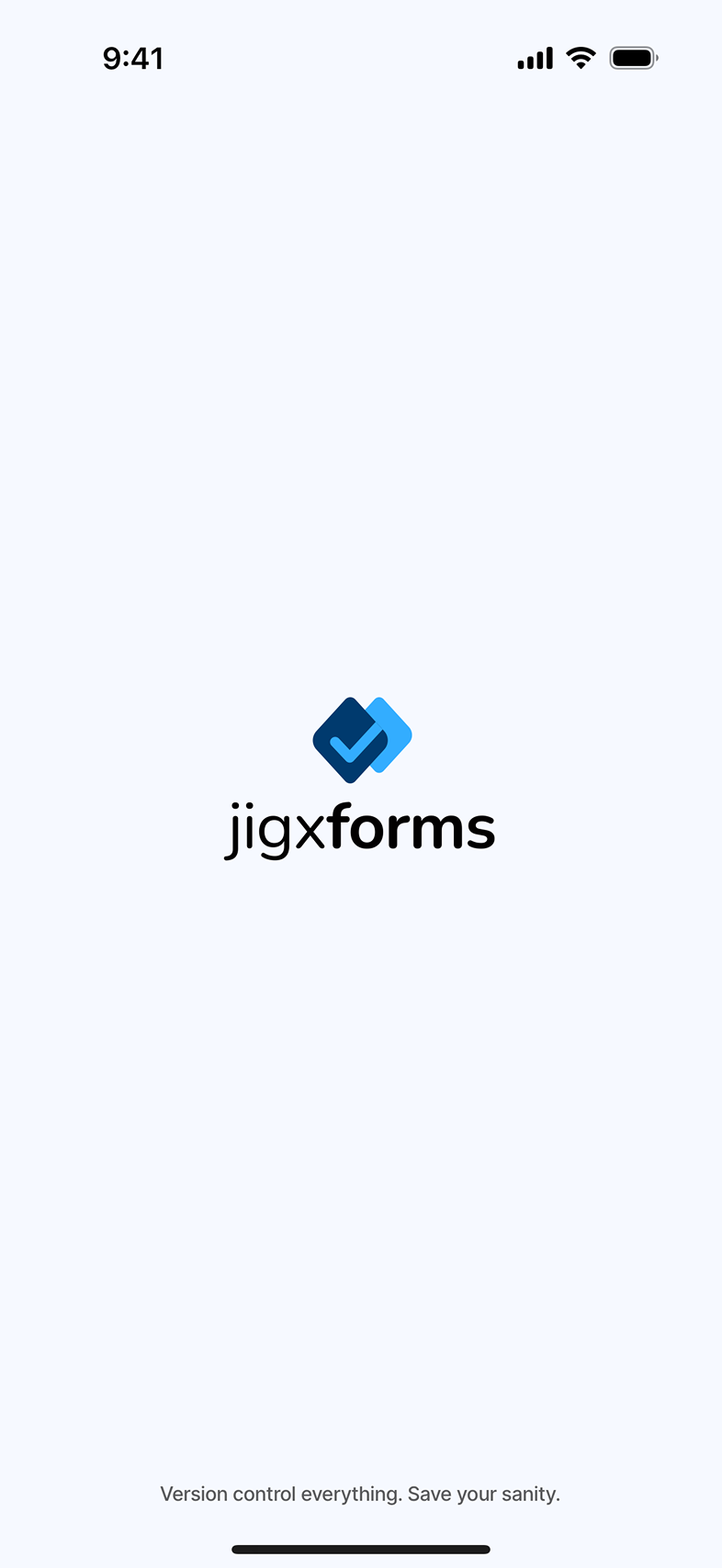 Jigx Forms - splash screen on app launch