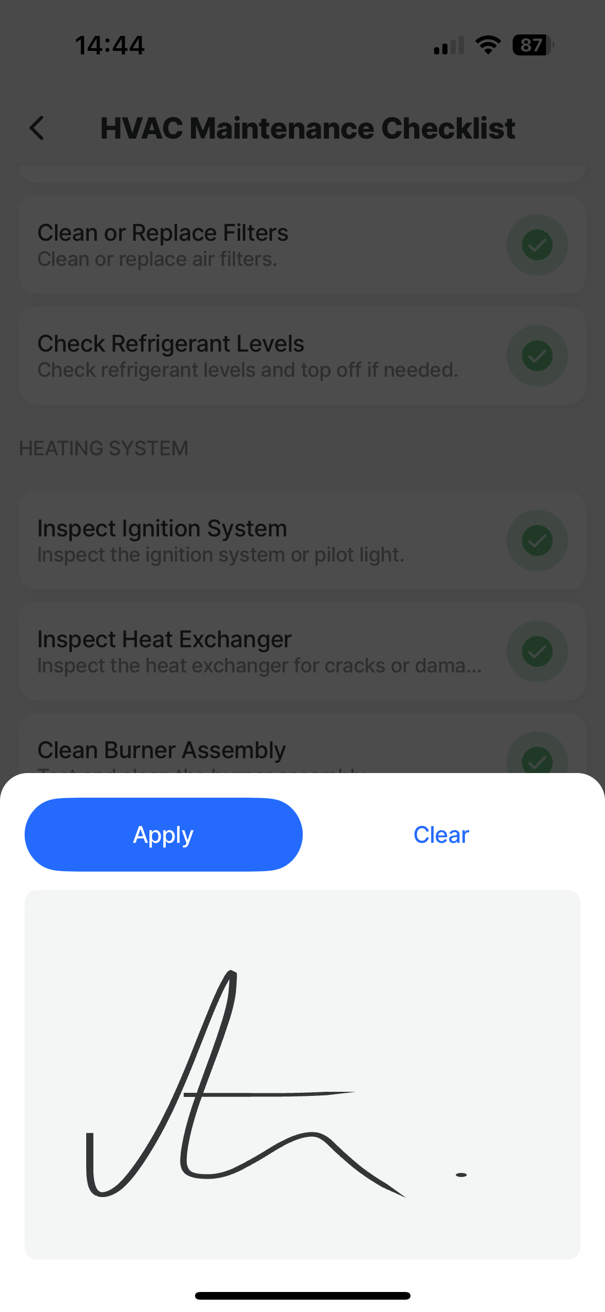 Signature & checklist