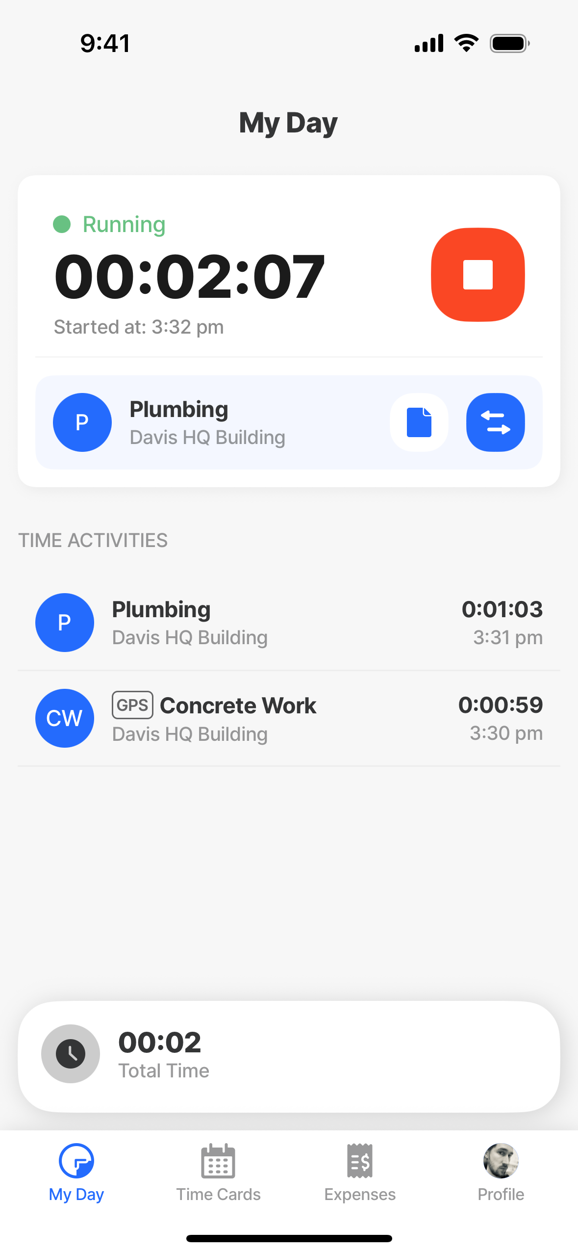 My Day time tracking