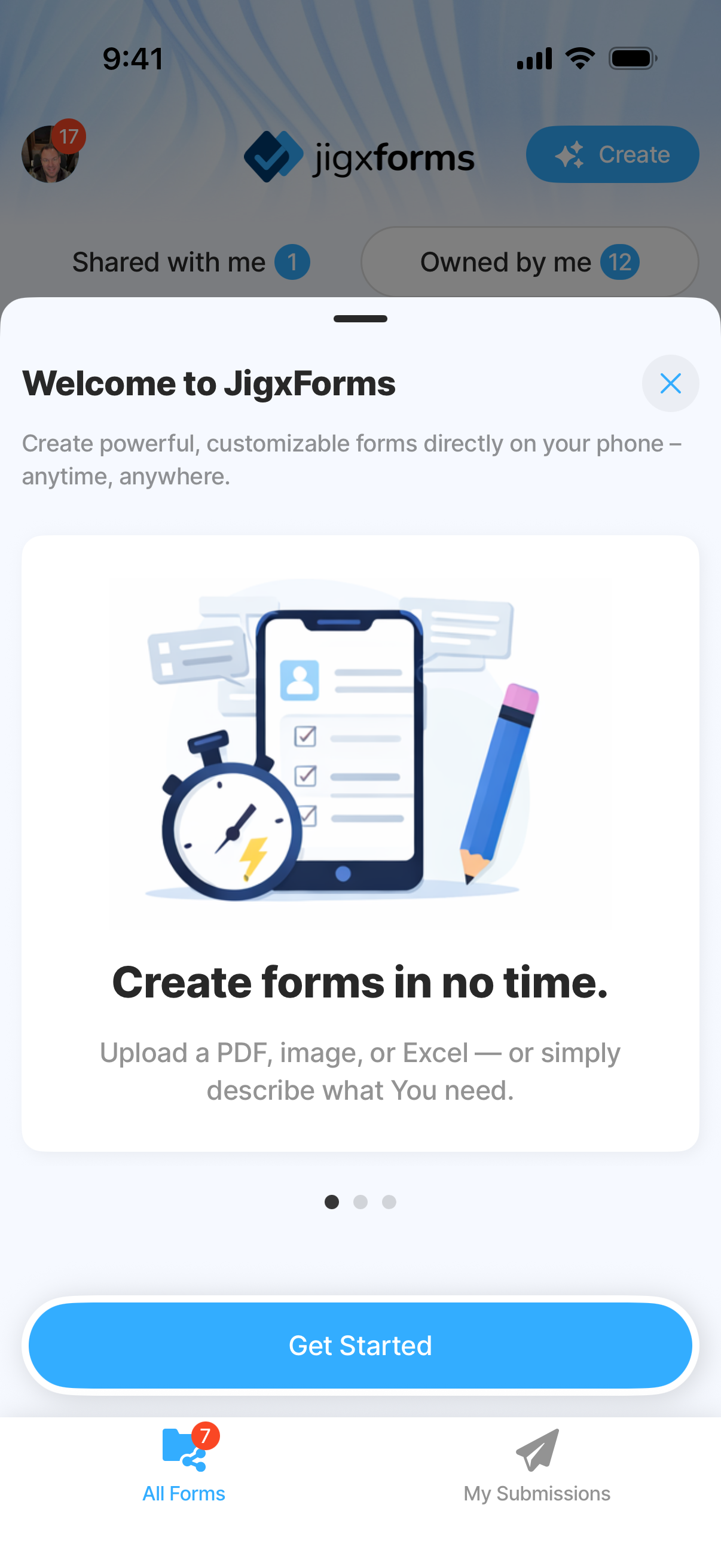 Jigx Forms onboarding